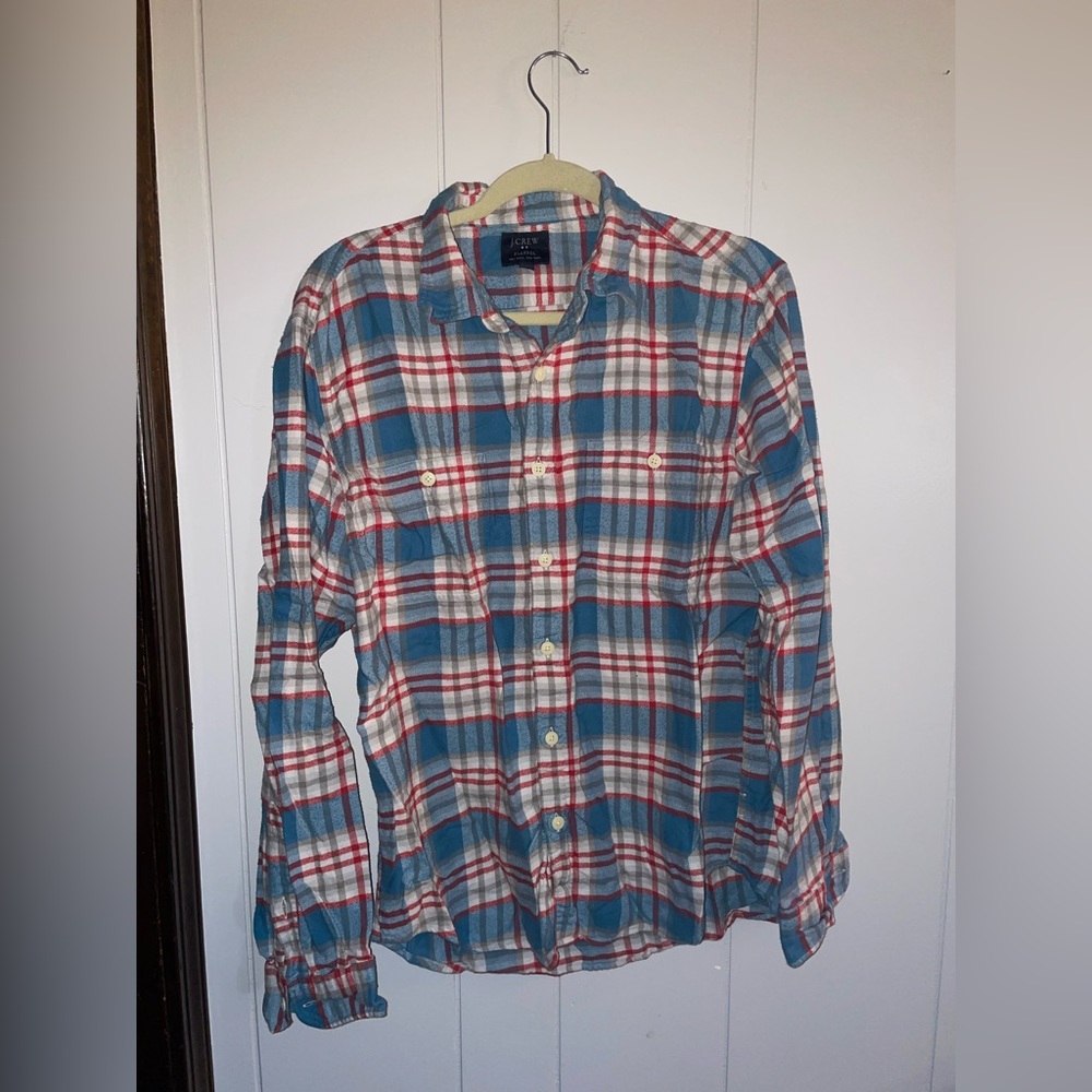 J. Crew Men’s Large Flannel Button Down Shirt Light Blue